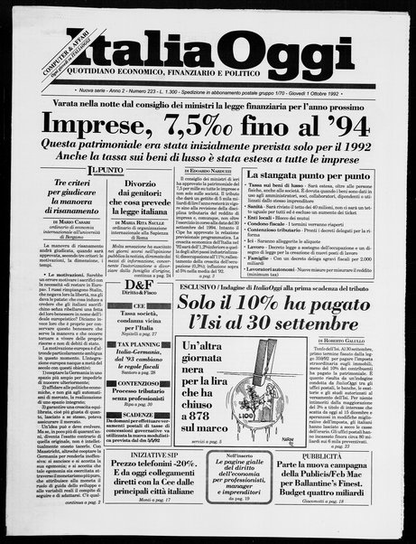 Italia oggi : quotidiano di economia finanza e politica